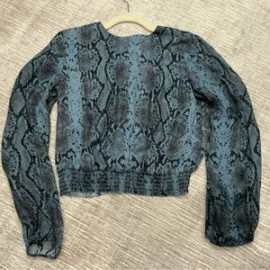 CAMI NYC Snakskin print blouse with elastic waist.